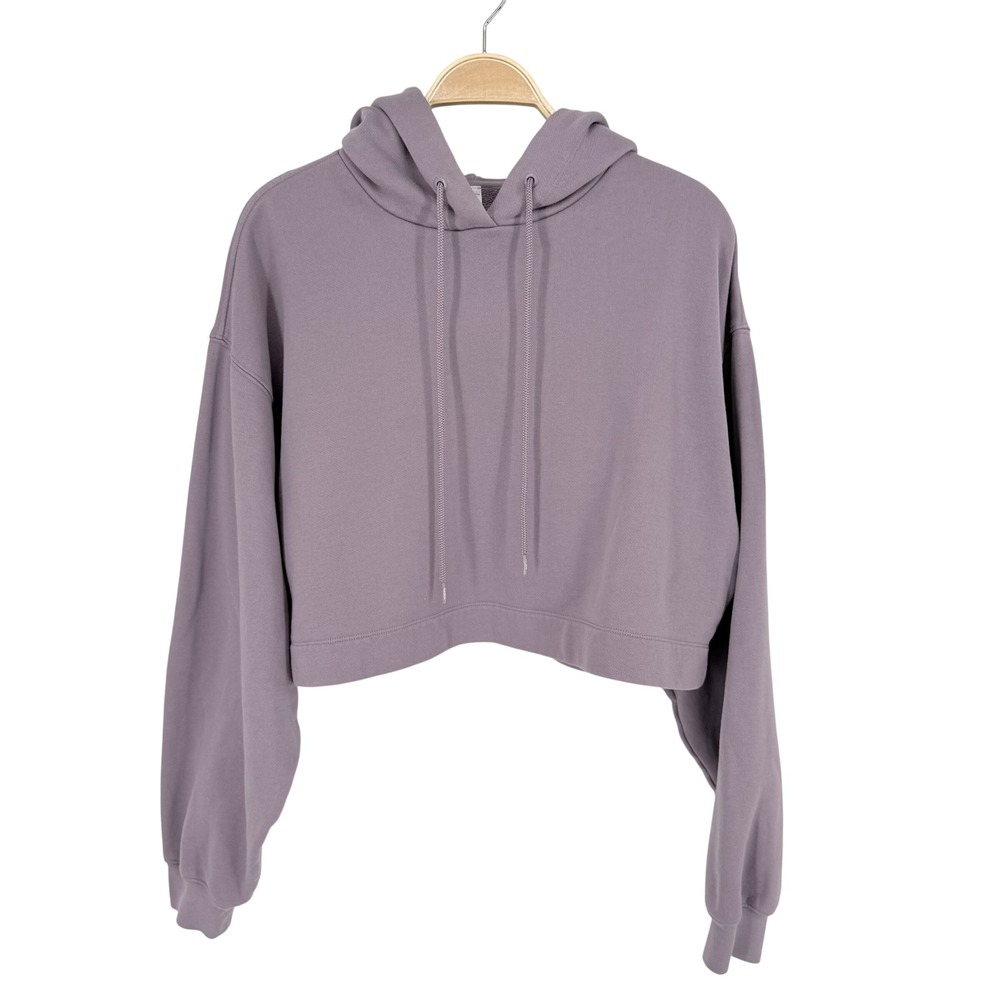 Alo Yoga Cropped Hoodie Women Size Medium Dusty Lavender Excellent Boxy Fleece